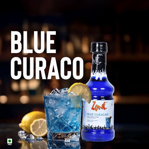 Image of Zone Blue Curacao Syrup 300ml | Tropical Citrus Flavour for Mocktails, Cocktails, Lemonades & Sodas | Bar Syrup, Alcohol Free, More Servings | Premium Cafe Style Taste for HoReCa & Home Use | 12+ Flavours