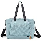 Dikaslon Diaper Bag Tote, Large Travel diaper tote for Mom and Dad, Multifunction baby tote bag for Boys and Girls with Pacifier Case and Changing Pad, Light Blue