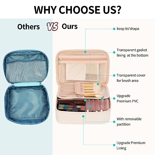 Ocheal Makeup Bag, Potable Make Up Bag Cute Makeup Organizer Bag For Toiletry Cosmetics Accessories With Divider And Brushes Compartments thumb #1