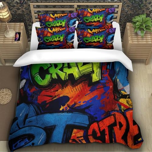 Linge de lit graffiti King microfibre résistante et impression 3D - 5