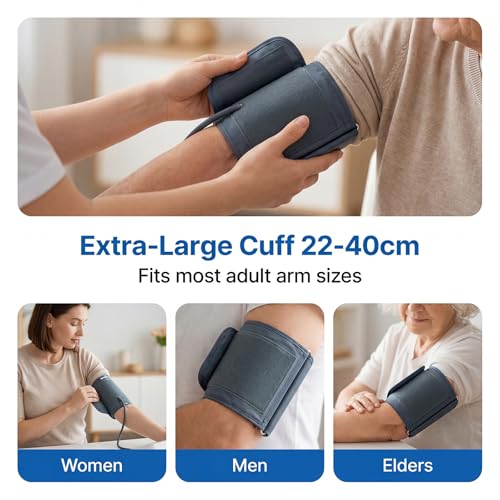Blood Pressure Monitor Upper Arm Blood Pressure Cuff for Home Use with Large LCD Dual User Memory Adjustable Cuff 8.7-15.7 Inch Fast Reading Includes Storage Bag, Black - Image 6
