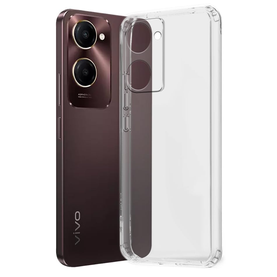 Image of Fashionury Crystal Clear Case for Vivo Y28s 5G | Yellowing Resistance | Transparent TPU Silicone | Raised Camera Lips | Slim Transparent Cover