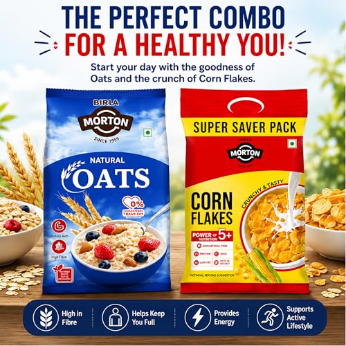 Image of Birla Morton Corn Flakes 500 Gm & Oats 100% Natural 500 Gm Pack of 2