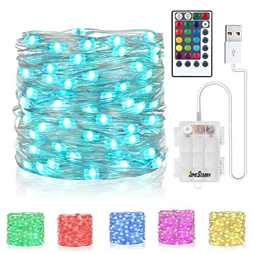 Fairy String Lights Battery Operated & USB Plug-in 33Ft 100 LEDs 16 Color Changing Lights and 8 Lights Mode Remote Waterproof 3AA Battery Case, String Lights for Bedroom Christmas Wedding Party Decor Fairy String Lights Battery Operated & USB Plug-in 33Ft 100 LEDs 16 Color Changing Lights and 8 Lights Mode Remote Waterproof 3AA Battery Case, String Lights for Bedroom Christmas Wedding Party Decor