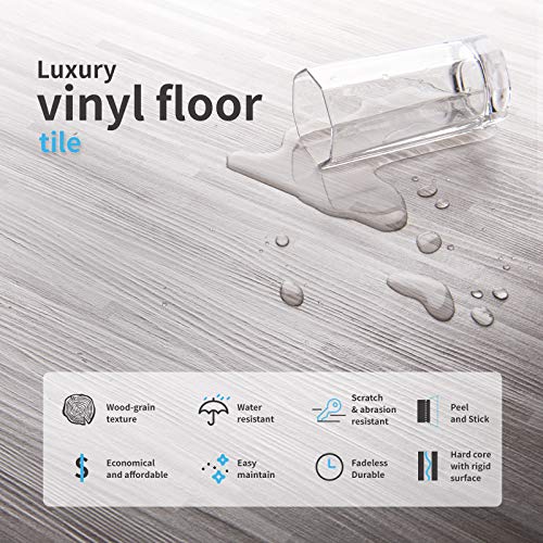 Art3D Peel And Stick Floor Tile Vinyl Wood Plank 12-Pack 18 Sq.ft, Dusty Grey, Rigid Surface Hard Core Easy Diy Self-Adhesive Flooring #TOP3