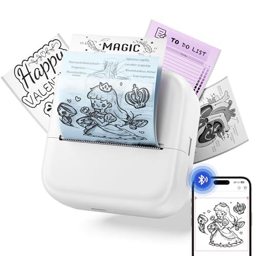 Image of Print Pods Mini Sticker Printer, Sticker Printer, Mini Printer for Study Notes, DIY, To-do List, Mini Thermal Printer Compatible with iOS & Android, M02L Print Pods Mini Printer for Students