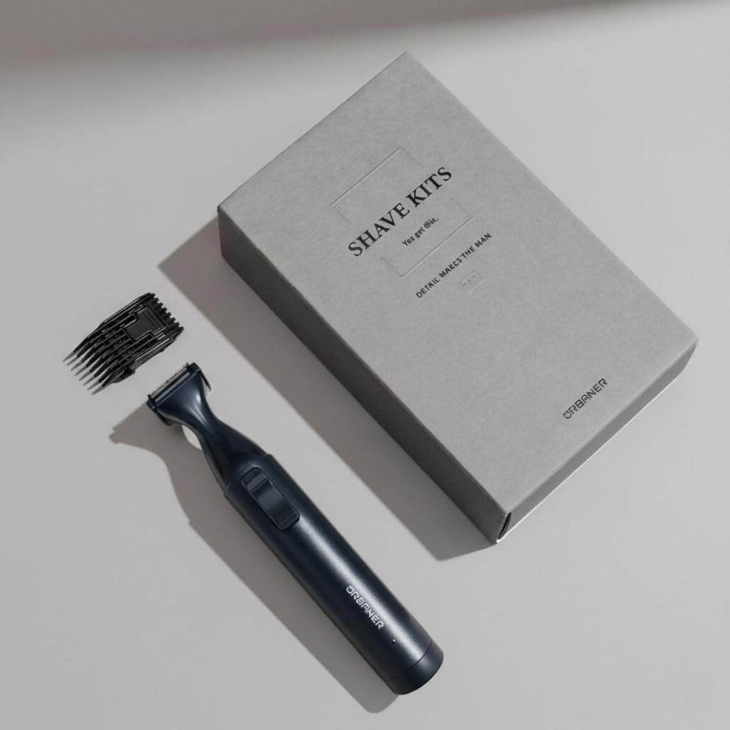URBANER Precision Mustache Trimmer, USB Rechargeable Detail Grooming Tool with Japanese Steel Blade, IPX8 Waterproof, Lightweight Trimmer