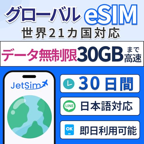 O[o 21J eSIM AJ CMX I[XgA tX C^A  {Ή SIMJ[h 30 f[^g30GB JetSim eSIM  WFbgV