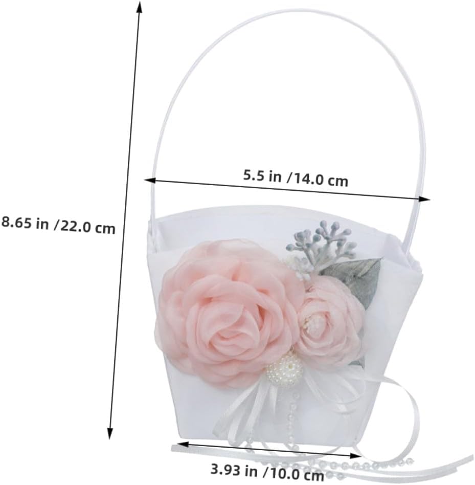 BESTonZON Wedding Flower Girl Basket Small Fabric Basket for Wedding Ceremony and Party Supplies