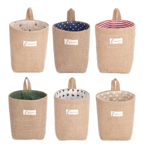 Panier Rangement Tissu,6 PCS Panier Suspendu Rangement Petit Panier Rangement Panier Mural Panier de Rangement Pliable pour Stocker Jouets Clés Cosmétiques