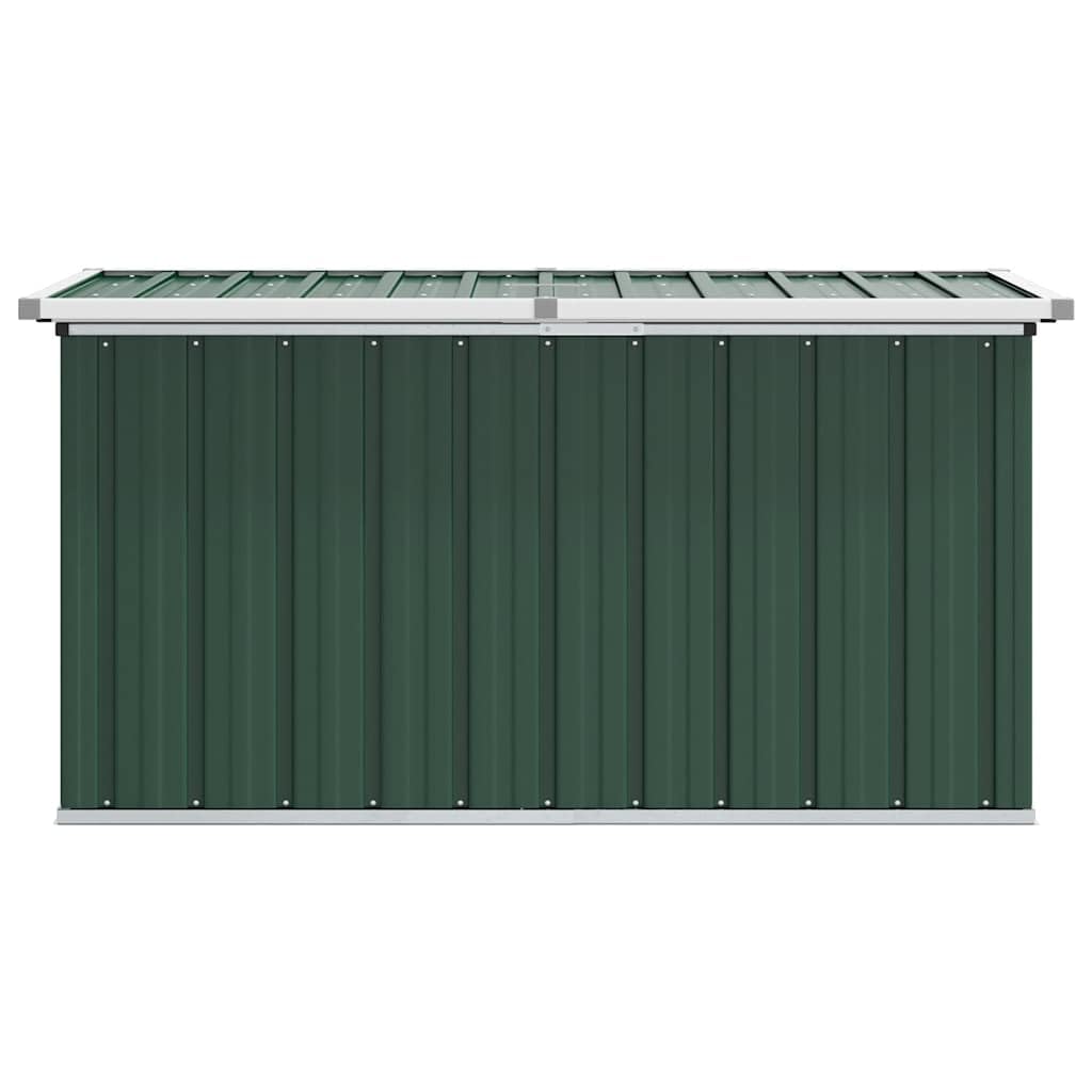 Contenitore da giardino verde in acciaio zincato con 0,38 m³ di capienza, 129 x 67 x 65 cm, impermeabile, con coperchio ribaltabile e facile montaggio, per balcone/terrazza
