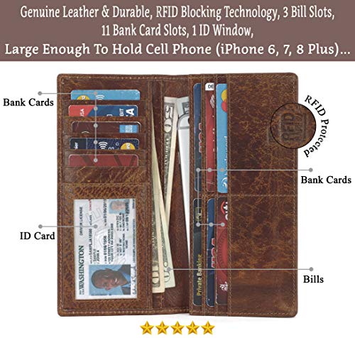 Image of RFID Blocking Mens Genuine leather Bifold Long Wallet, BARK TAN, free, Vintage