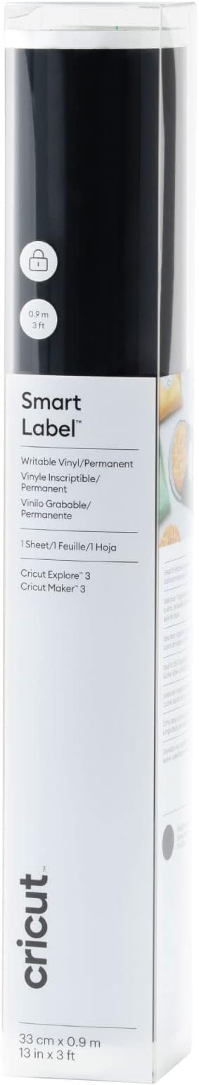 Cricut Smart Label Writchyle Permanent | Noir | 0,9 m (3 pieds) | Roll en vinyle auto-adhésif | Pour une utilisation Explore 3 Maker 3, 0,9m (3ft), 2009446