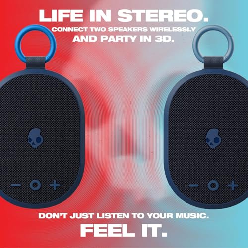 Image of Skullcandy Kilo Wireless Bluetooth Speaker Bundle - (2) IPX7 Waterproof Mini Bluetooth Speakers with 24 Hour Battery, Downward Firing Passive Radiators, and True Wireless Pairing (Navy)