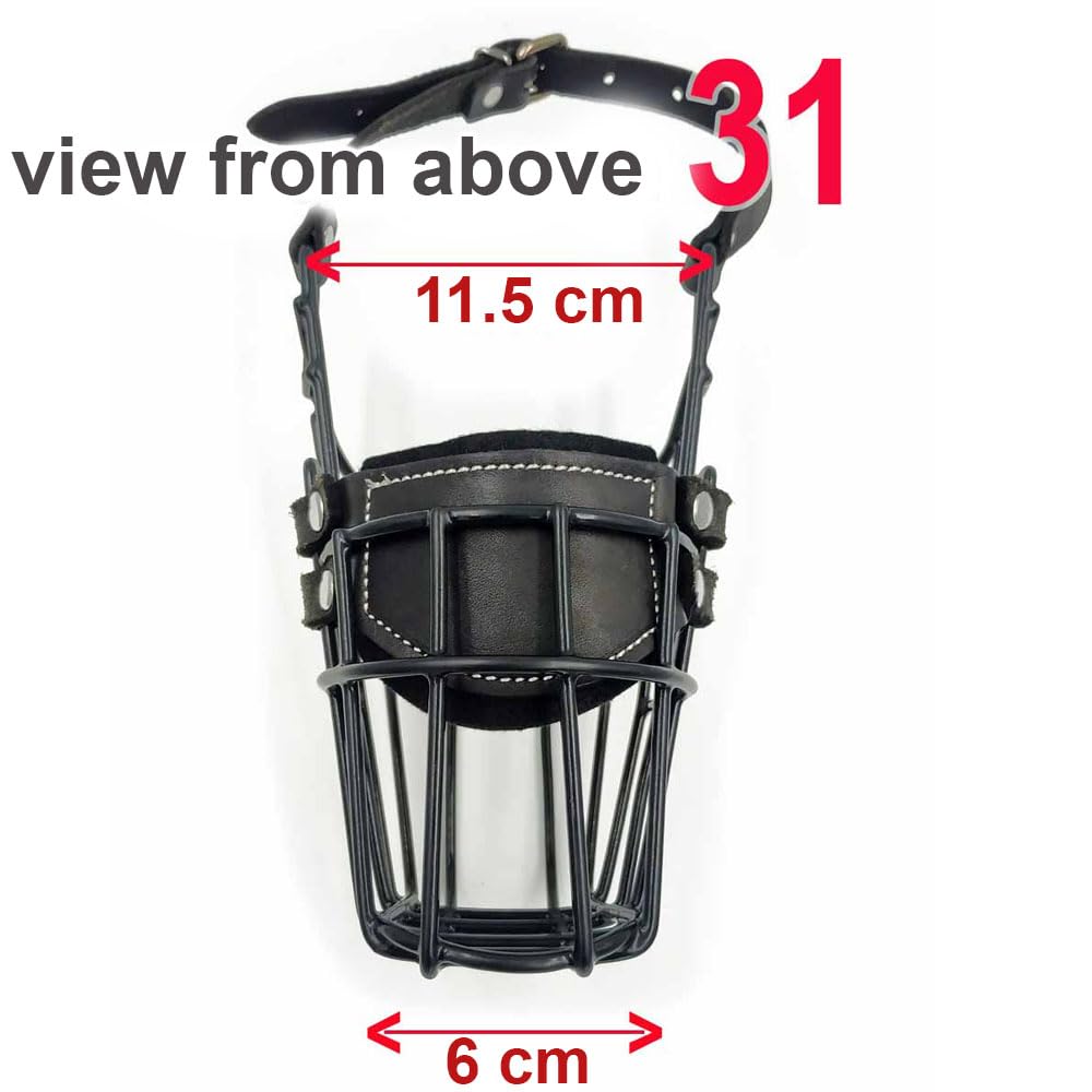 Bozal profesional de metal para perro (tamaño 31) – Cesta de alambre ergonómica para Schnauzer gigante, Doberman, Airedale Terrier, Husky – Entrenamiento resistente y equipo de seguridad diario