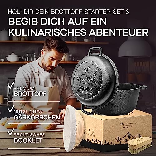 Foto von besøk Brotbacktopf aus Gusseisen mit Deckel & Gärkorb für gelungenes Brot