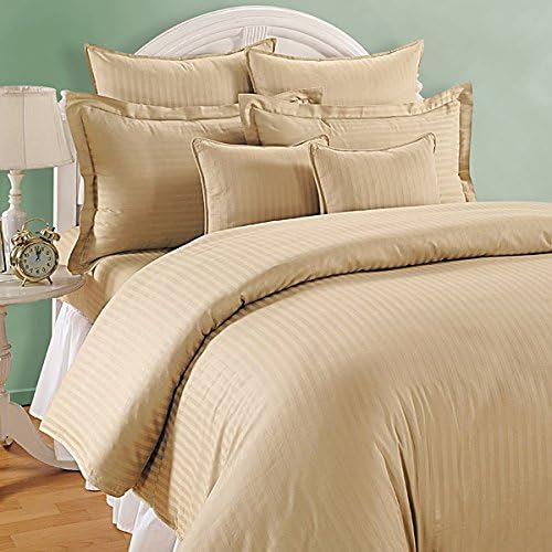 1500 Thread Count Goose Down Bed in a Bag Set - Sheet Stripe Blue-Duvet Color Burgundy Size King