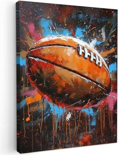 Decoration chambre graffiti rugby avec la toile coloree Banksy 30x40