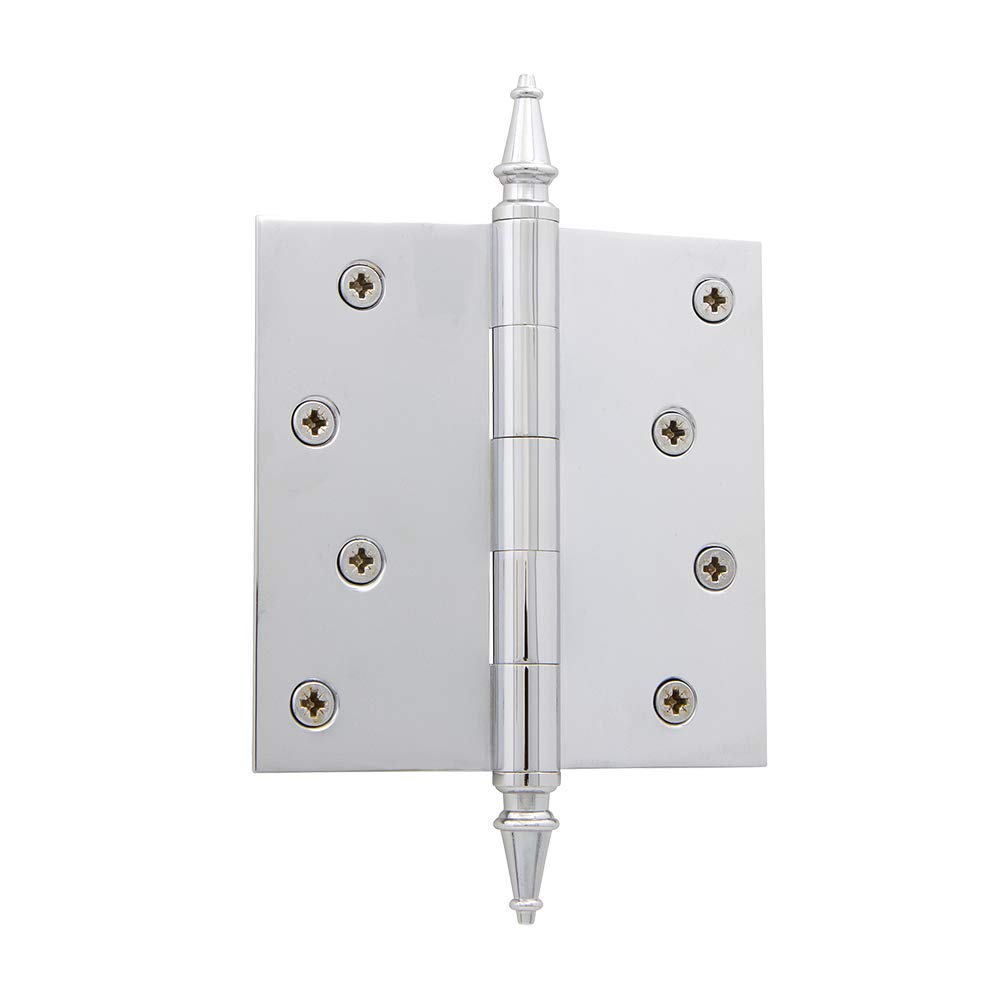 Nostalgic Warehouse 4" Steeple Tip Residential Hinge with Square Corners in Bright Chrome