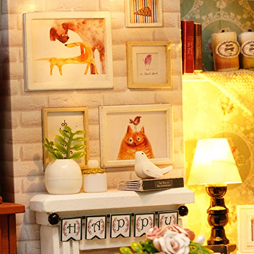 Casa De Boneca Faça Você Mesmo,Jiangtao DIY Miniature Dollhouse Kit Realistic Mini 3D Madeira House