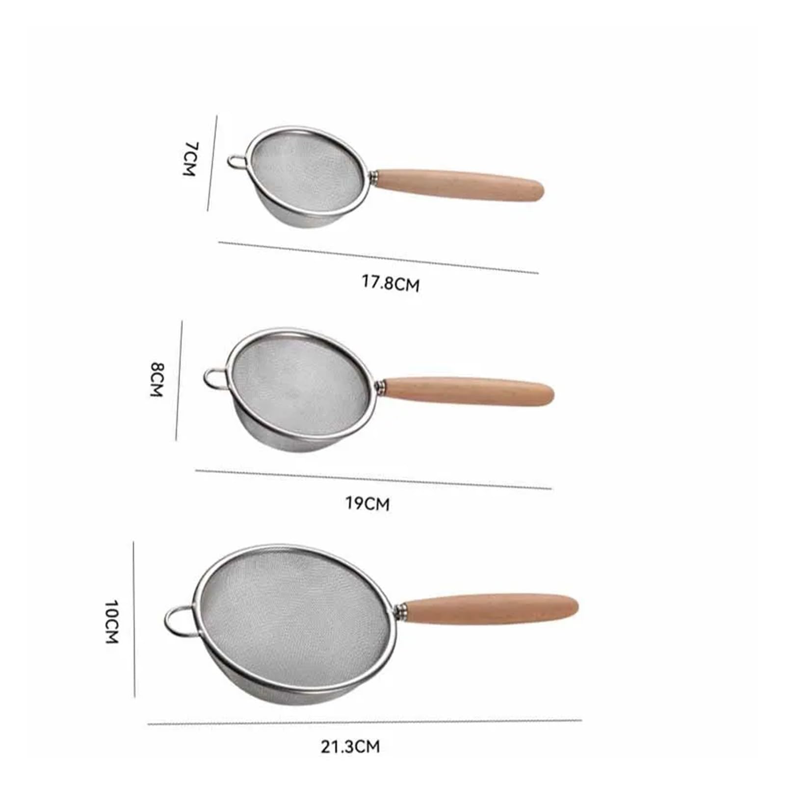 passoire inox 1/3 pièces de cuisine en acier cuisson tamis à farine filtre jus cuillère huile passoire mailles binaurales portative(Type4)