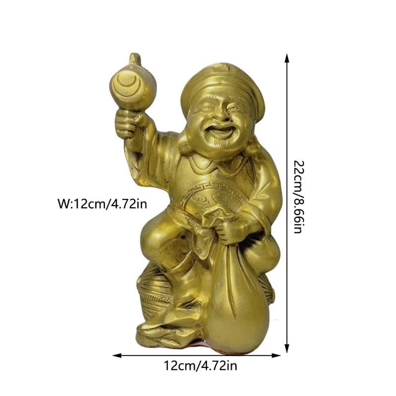 Posąg Buddy do wnętrz machający Bogiem Bogactwa Posąg Mosiężny Posąg Buddy Zen Bogactwo Dom Ozdoby Mosiężne Biuro Feng Shui Dekoracje Medytująca Statua Buddy Figurka Rzeźba