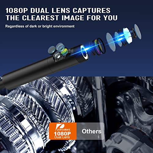 Pancellent Dual Lens Industrial Endoscope, 1080P Digital Borescope Inspection Camera With 8Mm Ip67 Waterproof Camera, Sewer Camera With 4.3" Lcd Screen, 6 Led Lights,16.5Ft Semi-Rigid Cable, 32Gb Card #TOP5