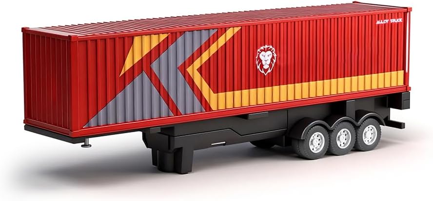 1/64 Scale RC Semi Truck with Proportional Steering, Independent Trailer Control, 3-Gear Modes, Cruise Function, Lifting Support Legs, and Light Sound Effects