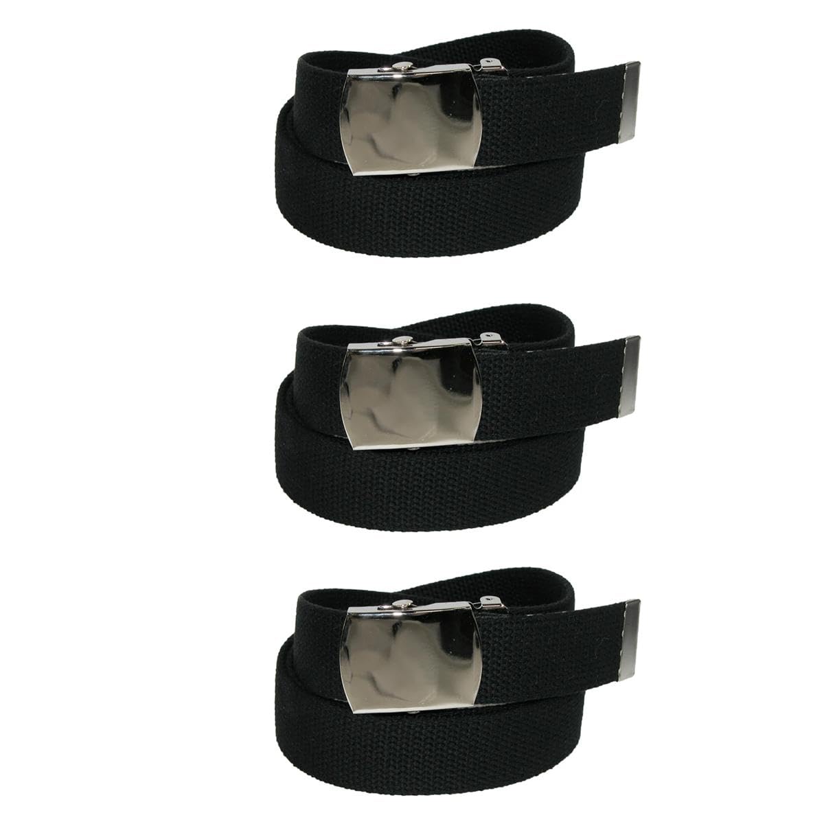 CTM Big & Tall Cotton Belt with Nickel Finish Buckle (Pack of 3), Khaki