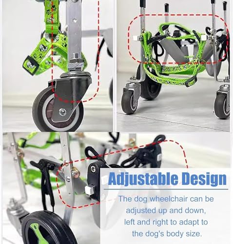 Silla de ruedas para perros ajustable, carrito de soporte completo para patas traseras 5