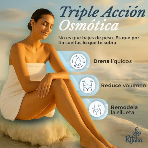 Vendas drenantes anticelulíticas Ritalia® con sal del Mar Muerto y principios activos 100 % VEGANOS – Tratamiento de vendaje anticelulítico reductor y reafirmante para piernas y glúteos - imagen 2