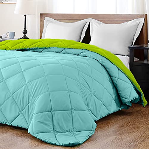 Image of AYKA Reversible Comforter 220 GSM Microfiber Reversible AC Comforter /Blanket for Winter /Quilt /Duvets for King Size Single Bed Comforter (60 * 90, Aqua & Green)