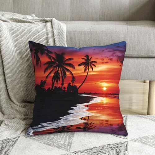 Housse de coussin velours côtelé 50x50 cm motif palmiers crépuscule - 2