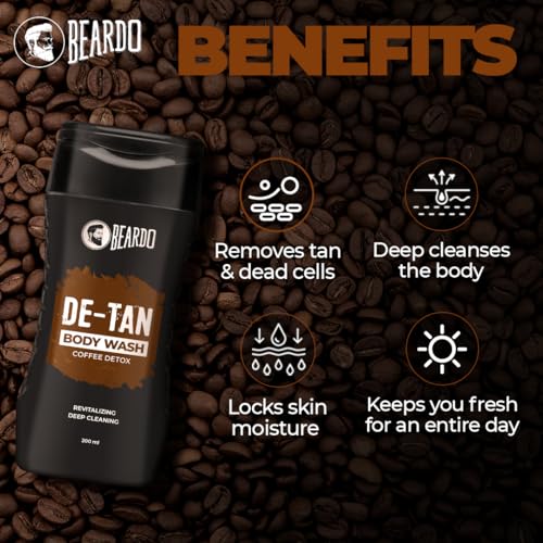 Image of Beardo De-tan Har Roz Kit For Men (Set of 3) | Detan Face Wash & Detan Scrub & Detan Body Wash with Powerful Coffee Extract for Tan Removal | Hydrates & Exfoliates Men's Skin for Oil Control