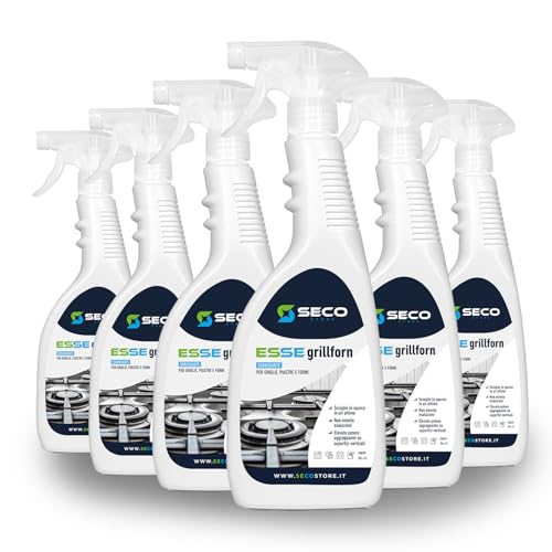 SECOSTORE Sgrassante Grill, Piastre e Forni ESSE GRILLFORN, Sgrassatore Atossico Professionale | Set 6 Flaconi da 750 ml
