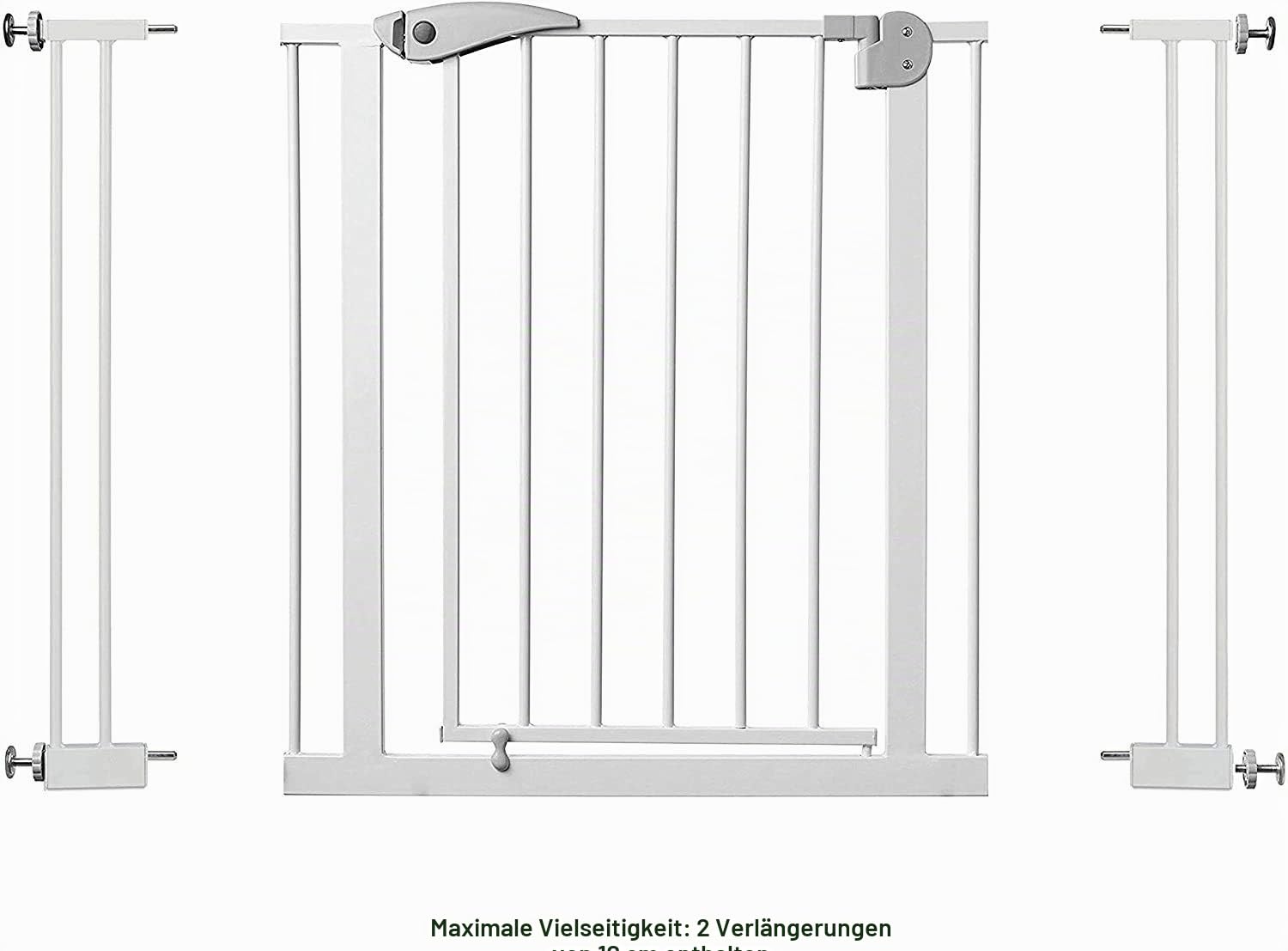 Star Ibaby - Sicherheitsbarriere für Kinder und Türen - Farbe Weiß - Maximale Polyvalität von 65 bis 91 cm - Inklusive 2 Verlängerungen von 10 cm - Inklusive Set für Geländer