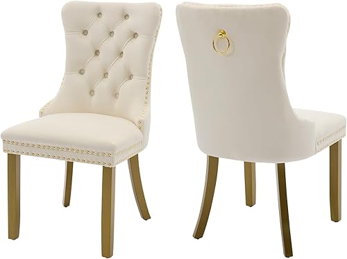 Miniatura 36 de Juego de 6 sillas de comedor marrones, sillas de comedor tapizadas con tela de lino acolchada con capitoné, con respaldo alto, ribete de tachuelas y