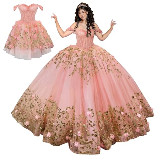Mauuwy Detachable 2 Piece Puffy Quinceanera Dresses Blush Pink 16Plus