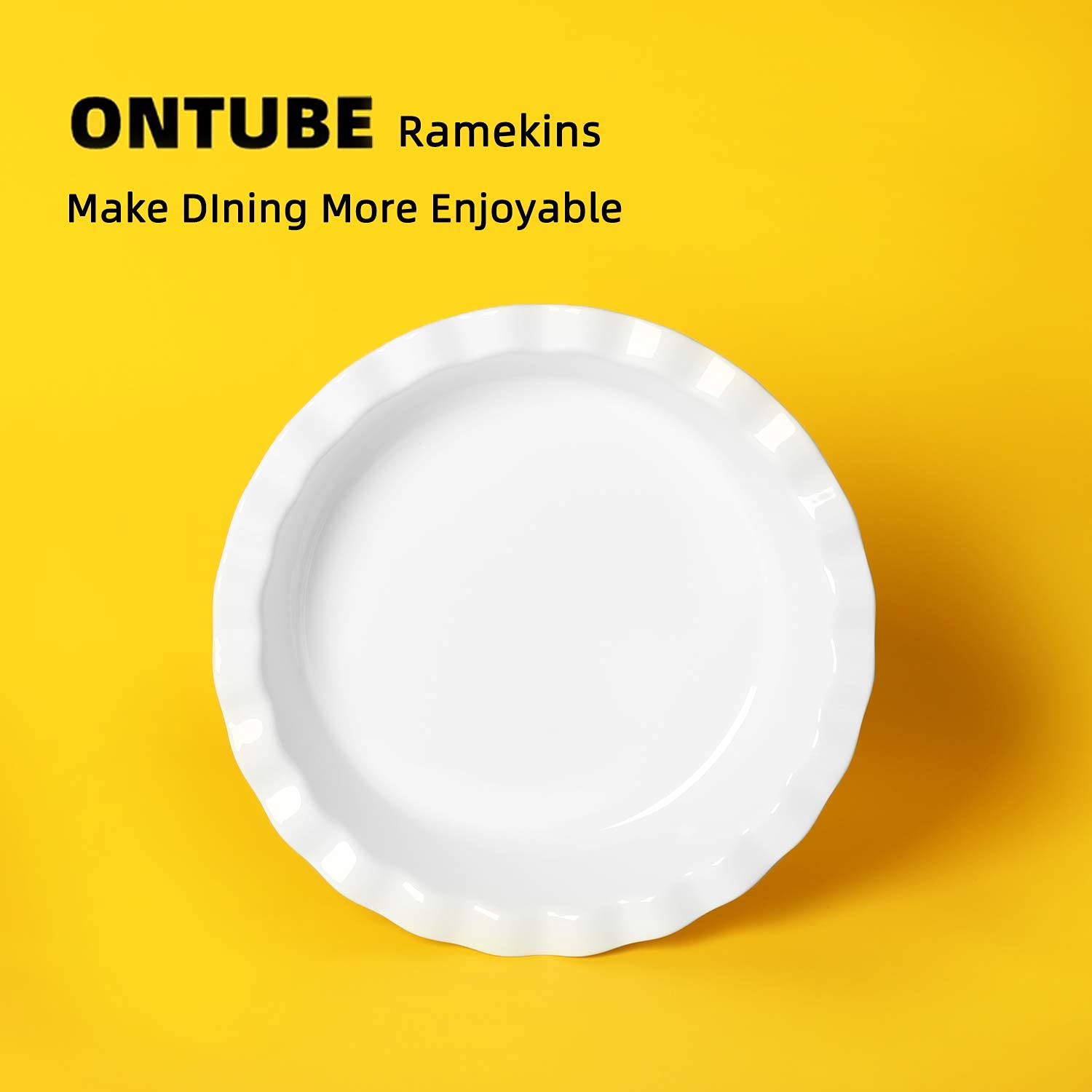 ONTUBE Molde para tartas de cerámica de 25 cm para tartas, latas redondas para hornear, apto para horno, juego de 2 unidades (blanco crema)