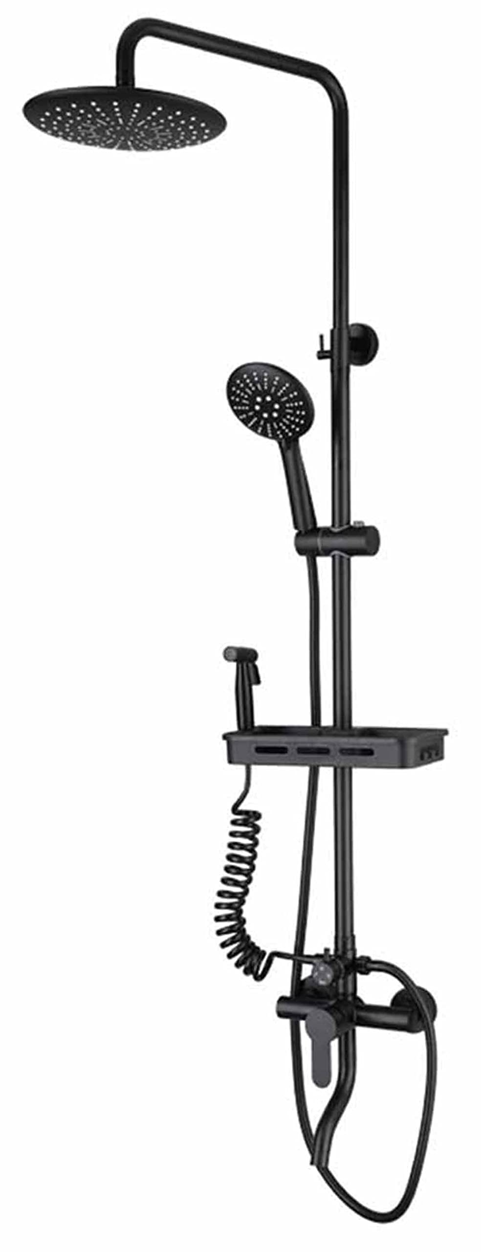 BEONE Bathroom Shower Faucet Systems Set Kit with Adjustable Hand Sprayer and Tub Spout, BEONE SUS 304 Stainless Steel Rainfall Shower Head Fixture Wall Mount (Model 4)