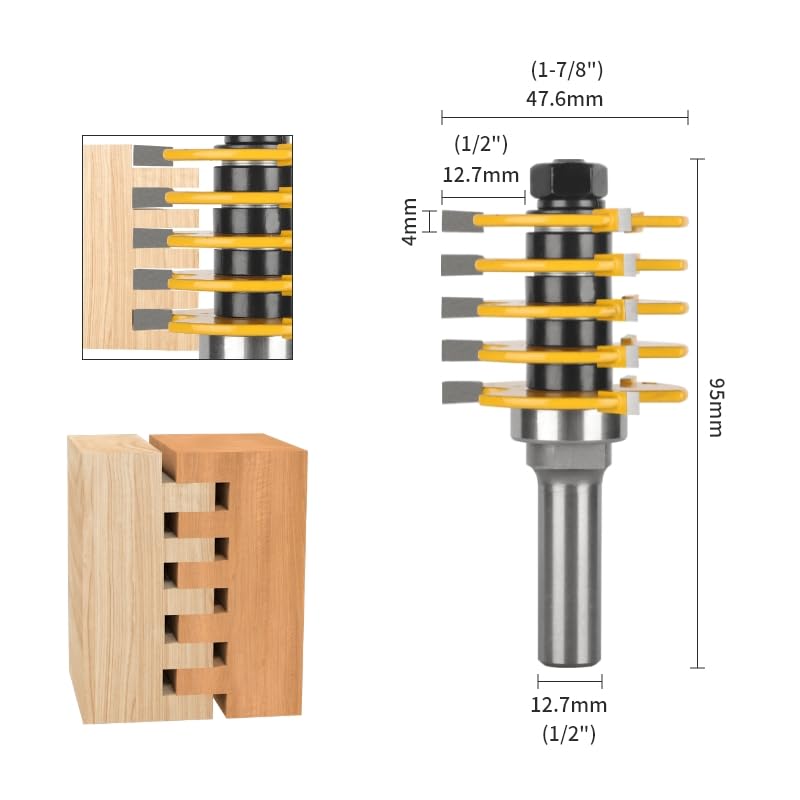 Fresa de carpintería con caja de 3 dientes, fresa for carpintería, fresa frontal, 1 ud.(12.7x47.6x4)