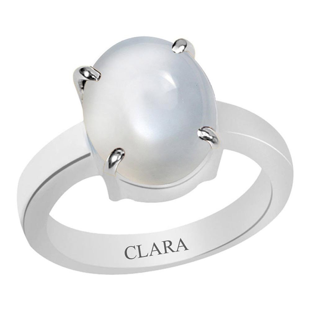 Clara Certified Moonstone 7.5cts or 8.25ratti 4 Prongs Silver Ring for Men and women-13 (B074V39K16) Amazon Price History, Amazon Price Tracker