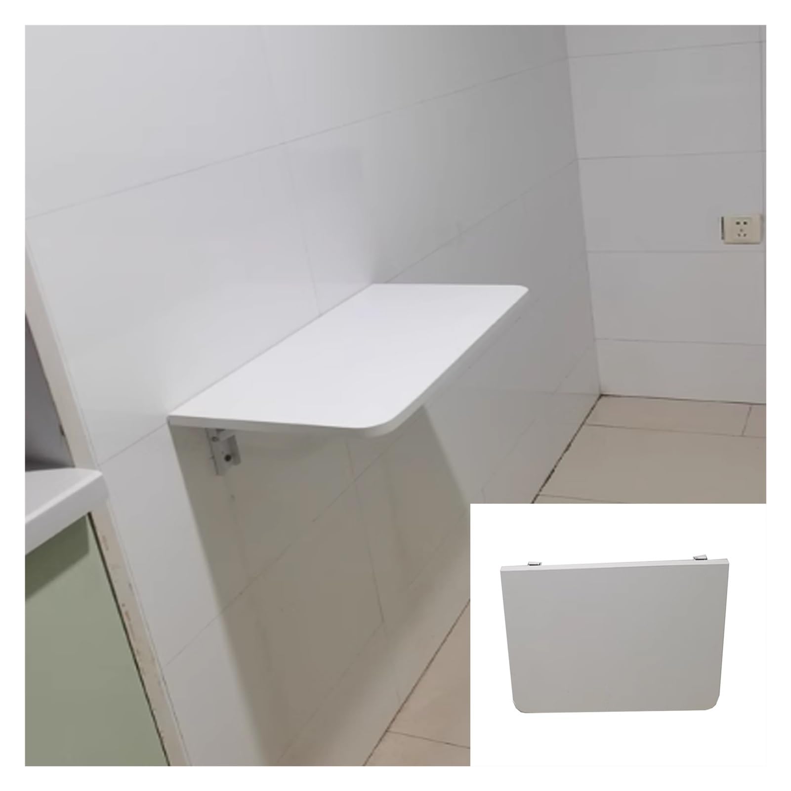 LWJSOCP Foldable Wall Desk, Space-Saving Dining Table, Compact Folding Shelf for Garage, Home, Office, Laundry, Bar, Kitchen, White (50x20cm), Versatile Design for Small Spaces