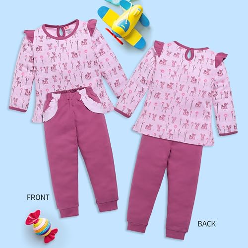 Image of LuvLap Baby Girls 100% Cotton Full Sleeve Top & Pyjama Sets, Pack Of 02