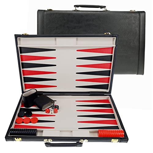 Jeu de backgammon étui en similicuir noir élégant idée cadeau de luxe