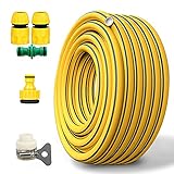 C/H Manguera de PVC clásica, 30mm, 30 m: Manguera de jardín Universal de Tejido Transversal Robusto, presión de ráfaga de 25 Bar, Resistente a los Rayos UV, con Partes del Sistema