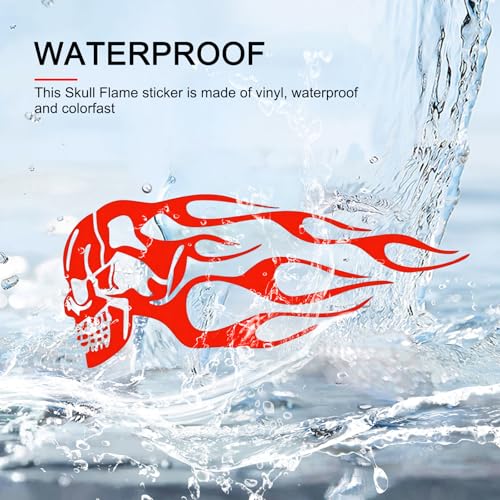 Image of 2 PCS Automotive Stickers, 9.84 inch x 3.93 inch Skull Flame Reflective Stickers, Self-Adhesive Outdoor Waterproof Safety Flame Personalized Decals, Universal for Most Cars (Red #M)