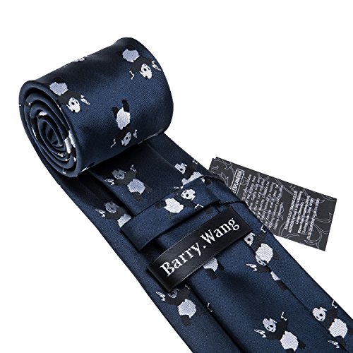Image of Barry.Wang Silk Ties for Men Fun Necktie and Tie Clip Set for Wedding Party Business Formal Extra Long