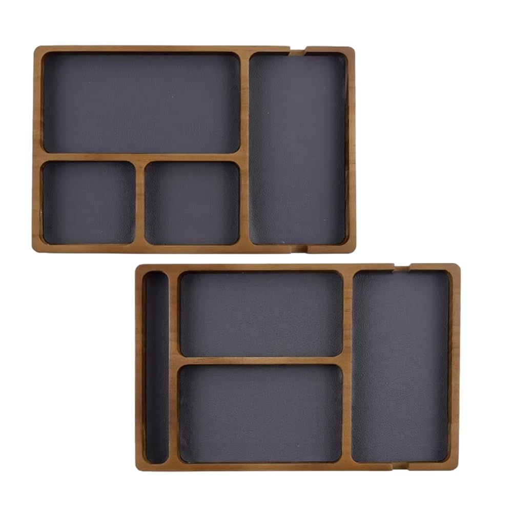 Bac à quatre compartiments de rangement en bois pour téléphone portable