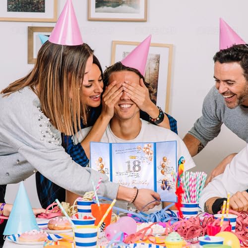 Image of Blue Gold Birthday Party Decorations,18 inch x 12 inch Creative Birthday Decorations Guest Sign in Book Alternative,Birthday Gift for Men and Women of All Ages, Happy Birthday Party Supplies